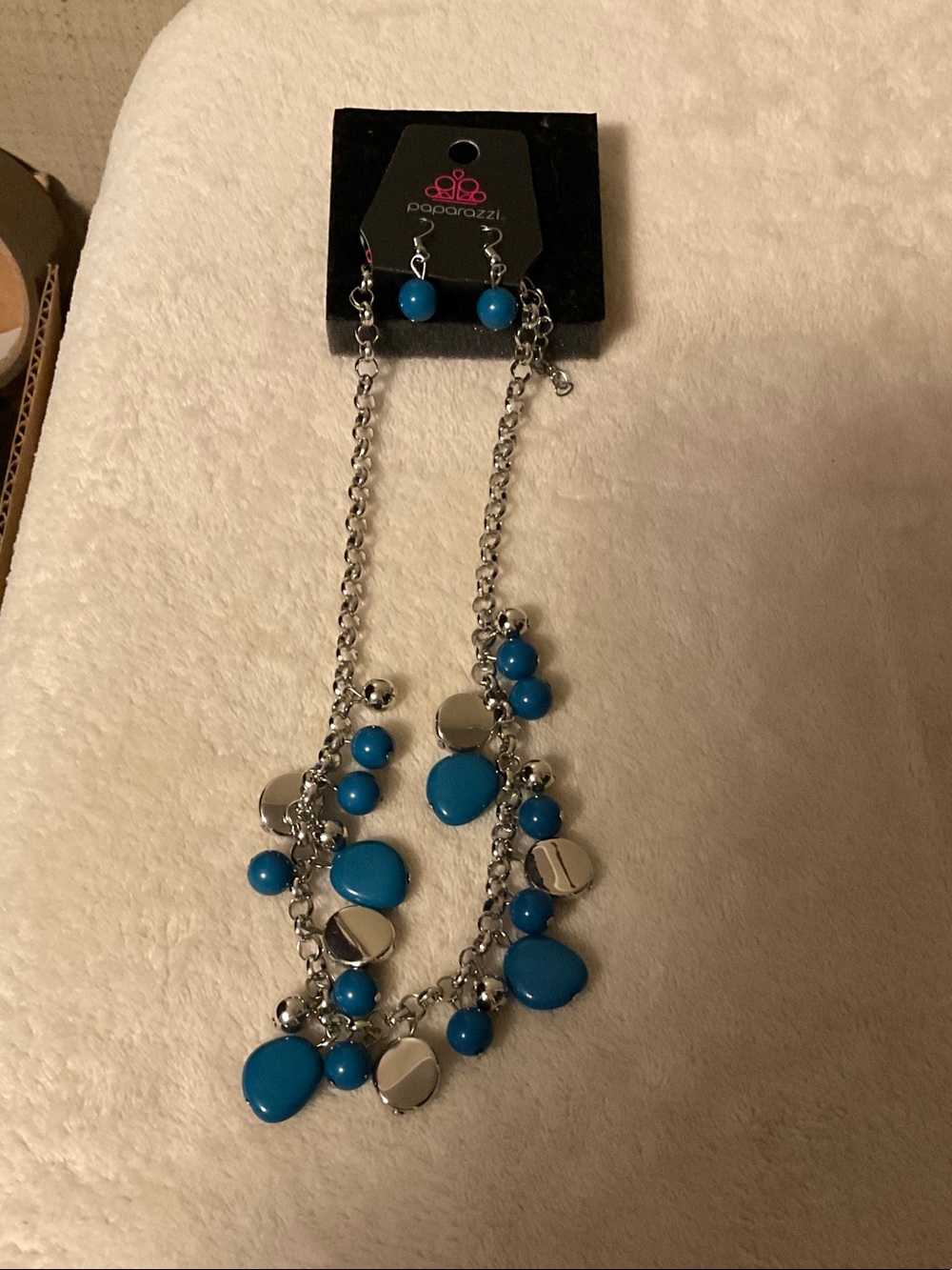 Paparazzi Turquoise Bead & Silver Disc Layered Necklace Set